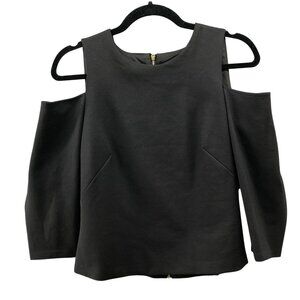 Eliza J Cold Shoulder Blouse Womens 8 Black 3/4 Sleeve Formal Minimalist